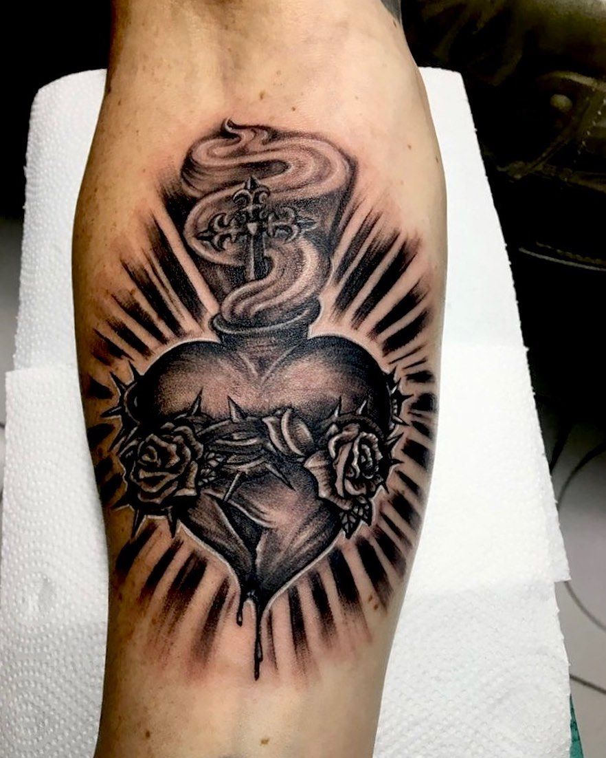 Heart With Flames Tattoo Designs