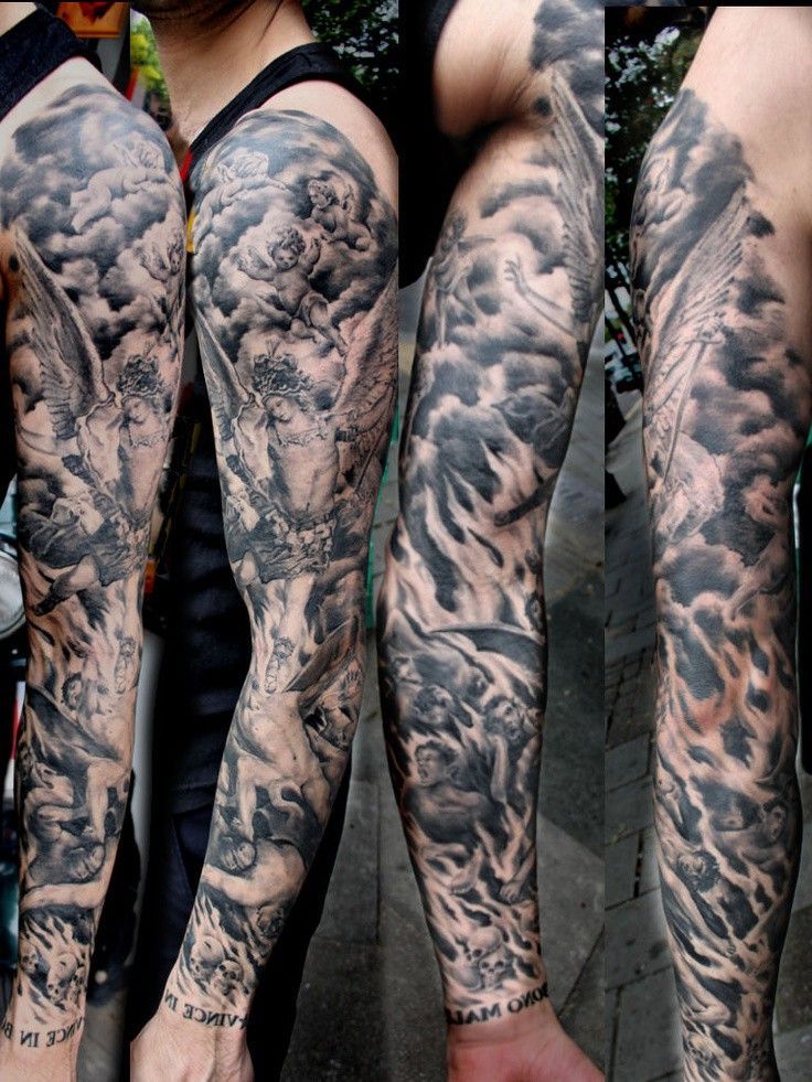 Heaven And Hell Sleeve Tattoo Designs