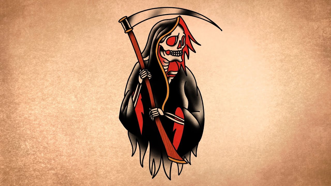 How To Draw A Grim Reaper Tattoo Youtube Reaper Tattoo Traditional