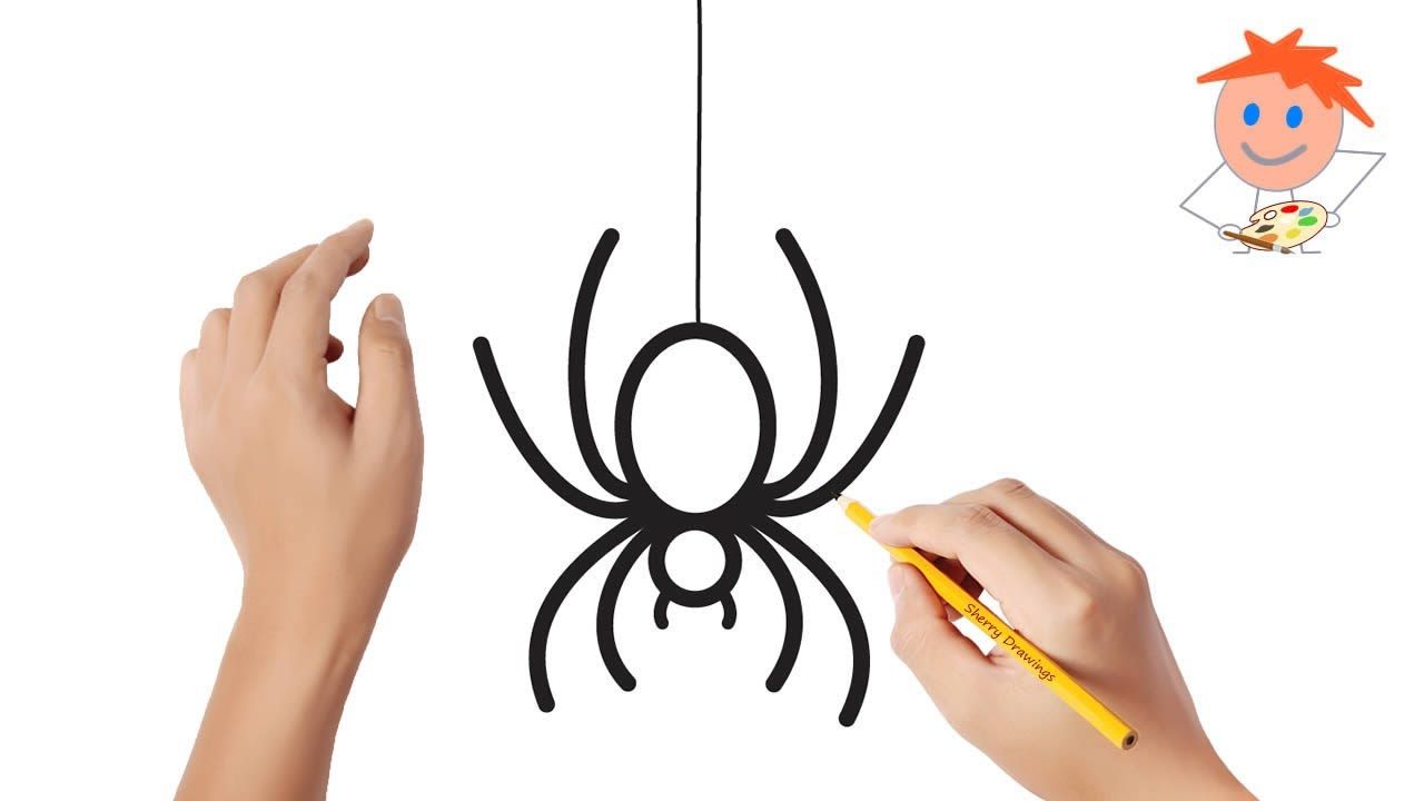 How To Draw A Spider Easy Drawings Youtube Spider Drawing Easy Halloween Drawings Easy