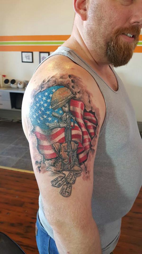 Impressive Flag Tattoos Pics