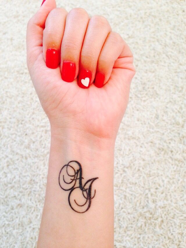 Initials Tattoo With Script Aj Hand Tattoos Hand Tattoo Images