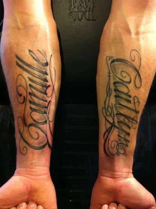 Inner Arm Name Tattoos For Guys