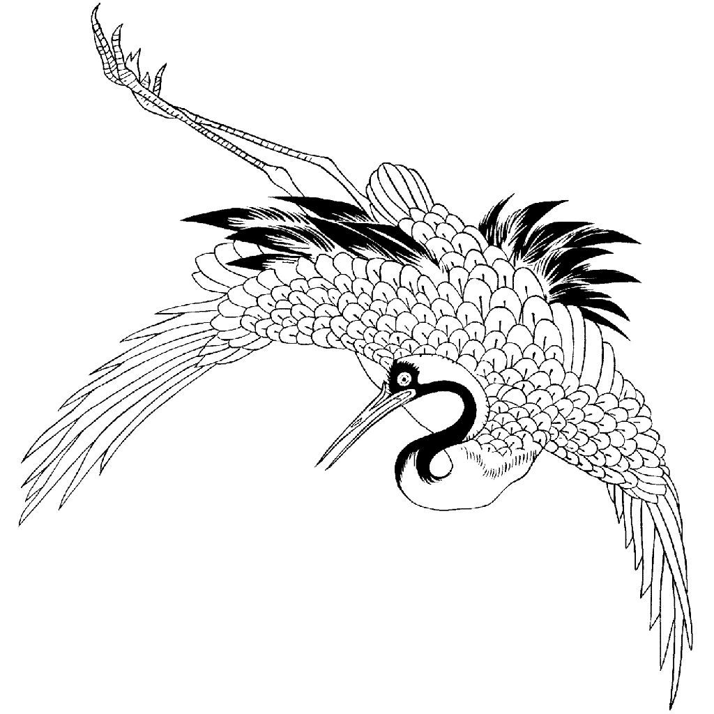 Japanese Traditional Crane Tattoo Flash Drawing Design Crane Tattoo Japanese Tattoo Art