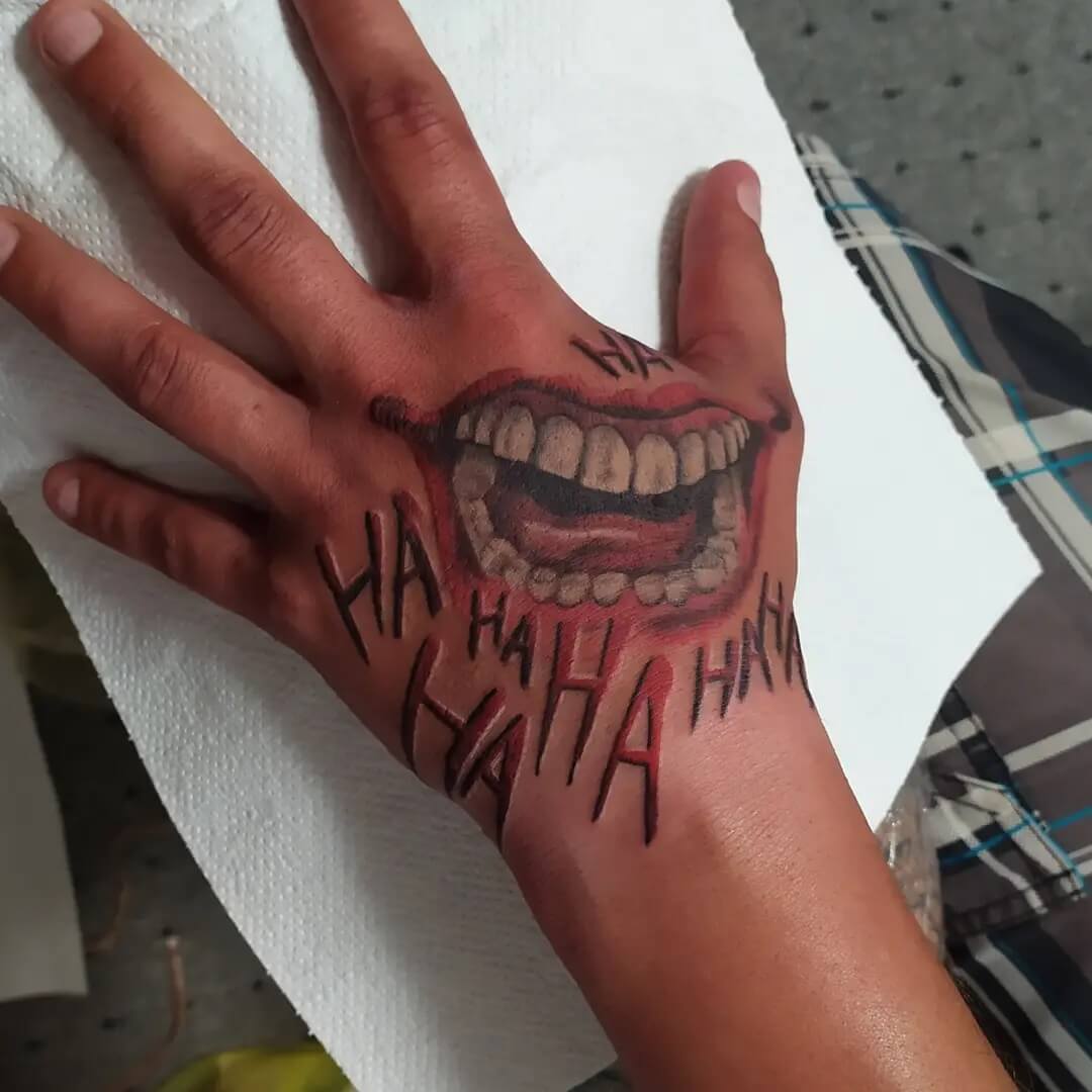 Joker Tattoo By Arlo Tattoos Hand Tattoos Tattoo Designs Picture