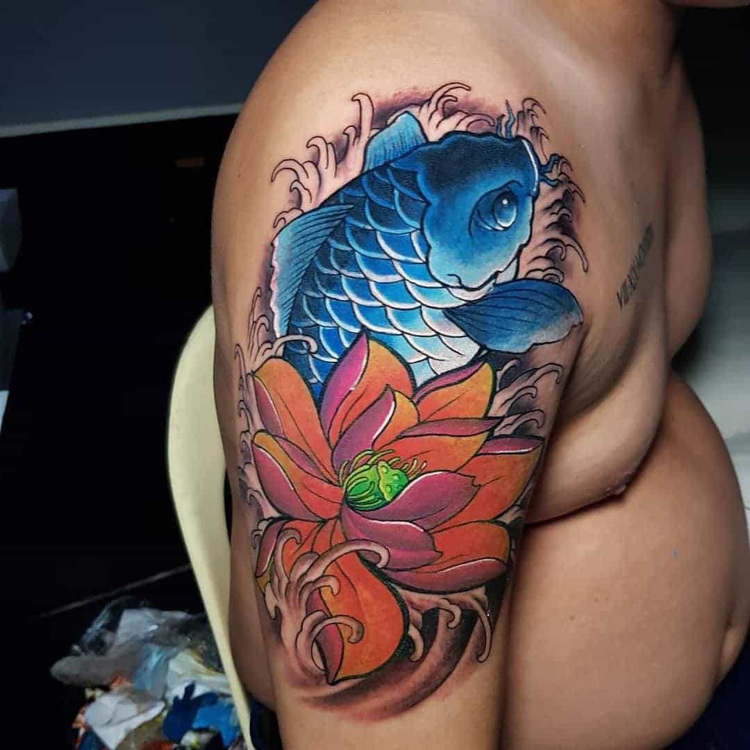 Koi Fish Tattoo Forearm Blue