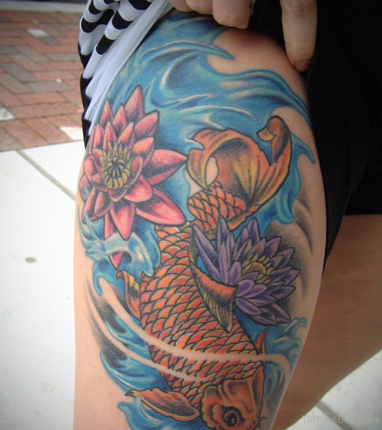 Koi Fish Tattoos On Thigh