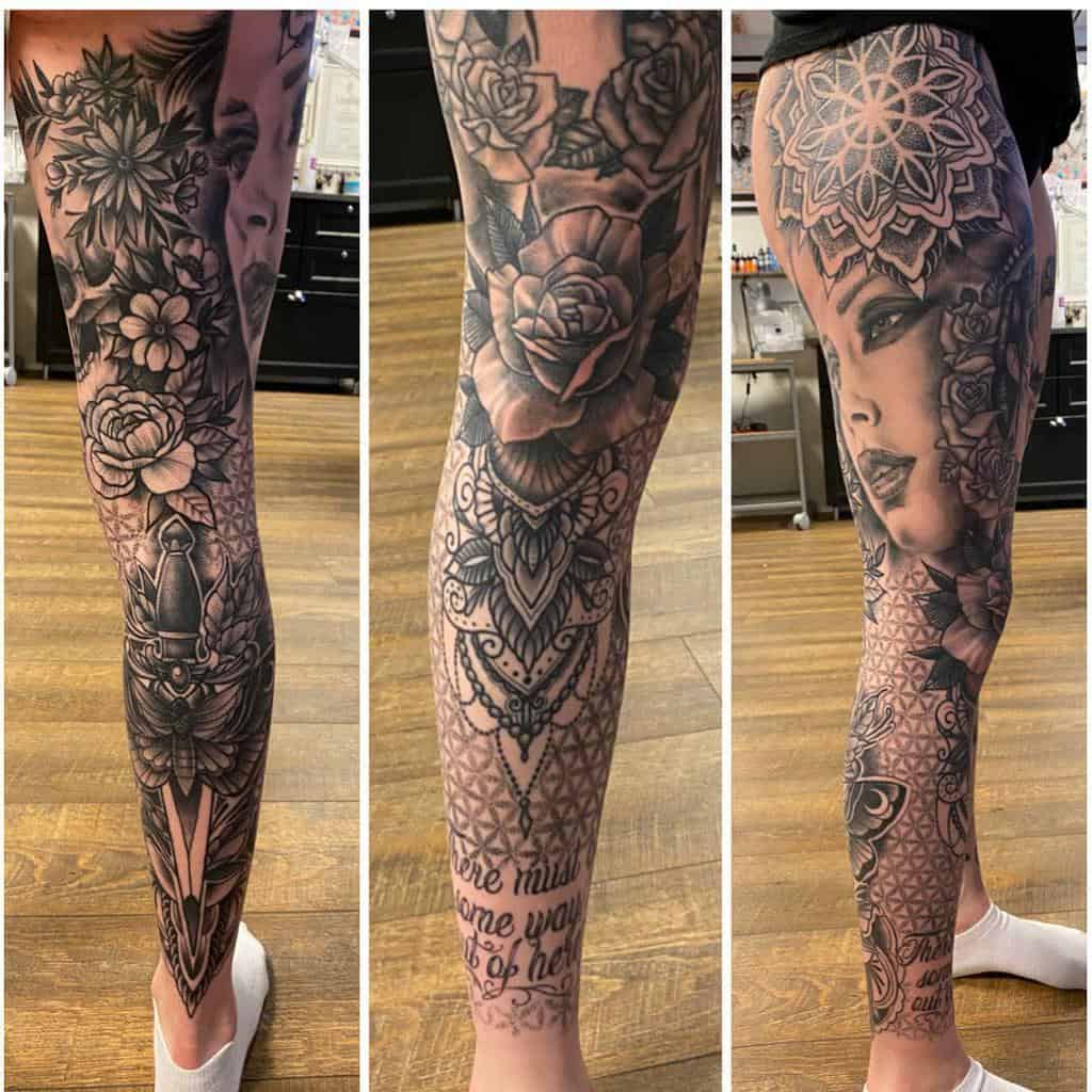 Leg Sleeve Ocean Tattoo Designs for Women