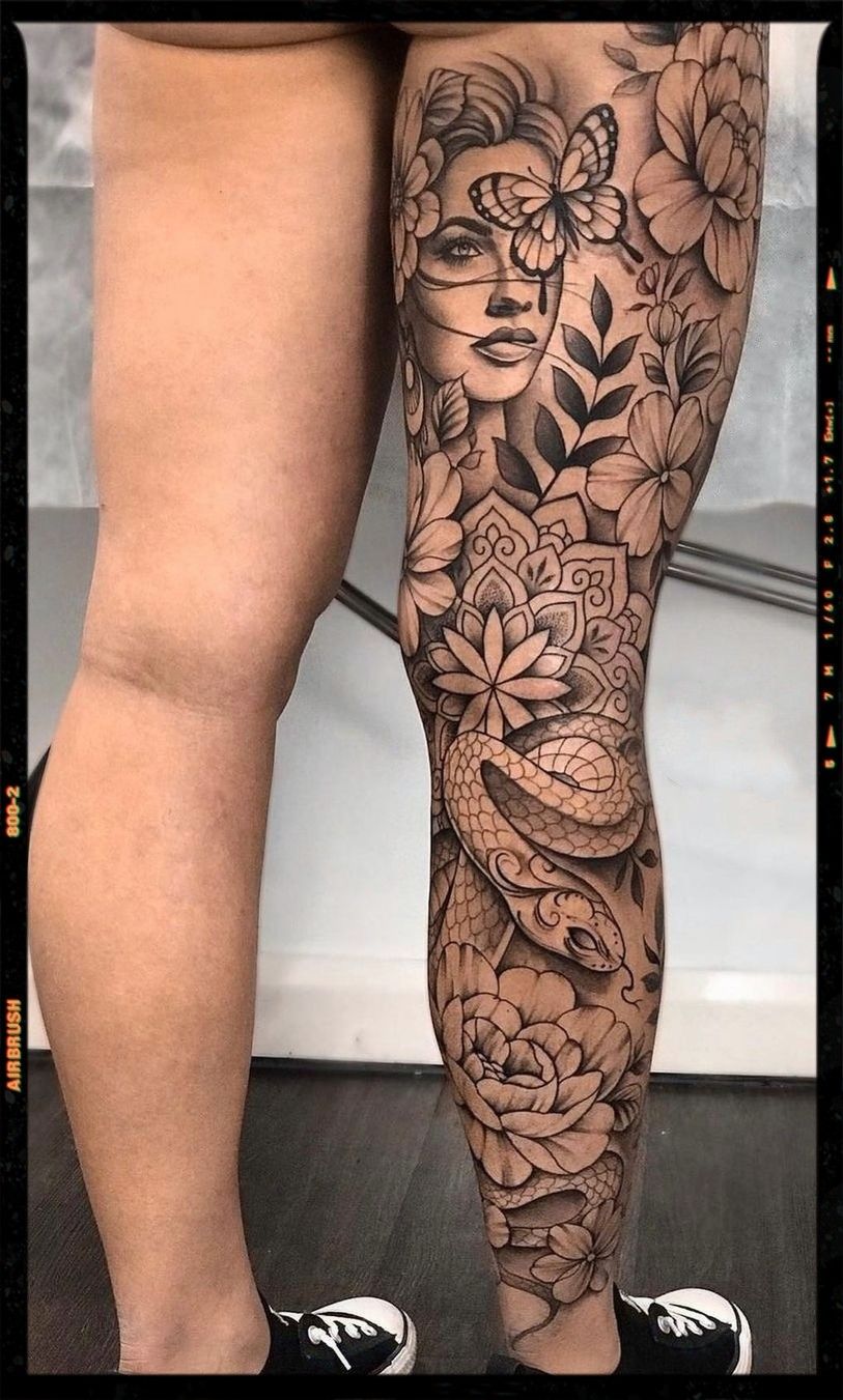 Leg Sleeve Rebeccas Tattoo Studio Leg Tattoos Women Full Leg Tattoos