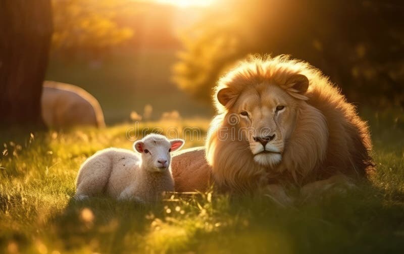 Lion And Lamb Lie Together In The Meadow Millennium Biblical Prophecy