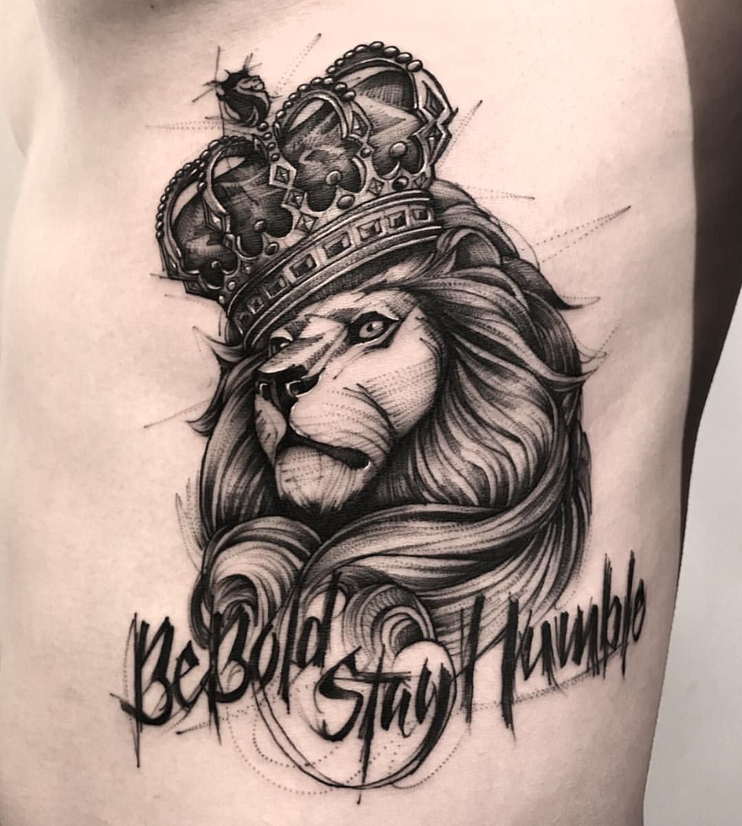 Lion With Crown Tattoos