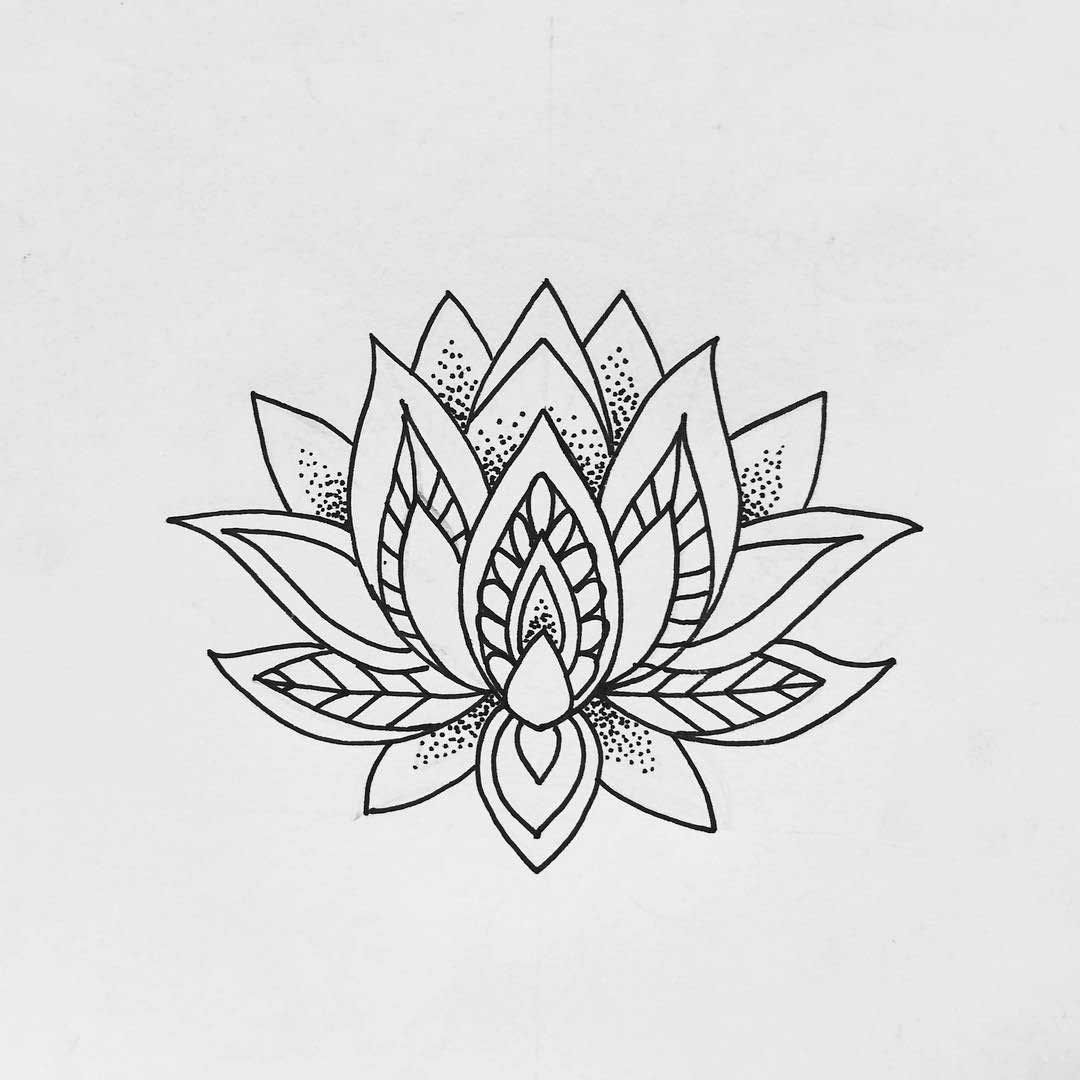 Lotus Flower Outline Tattoo Mandala