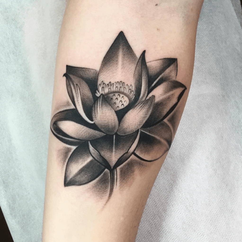 Lotus Flower Tattoo Design For Woman Generative Ai Stock Illustration