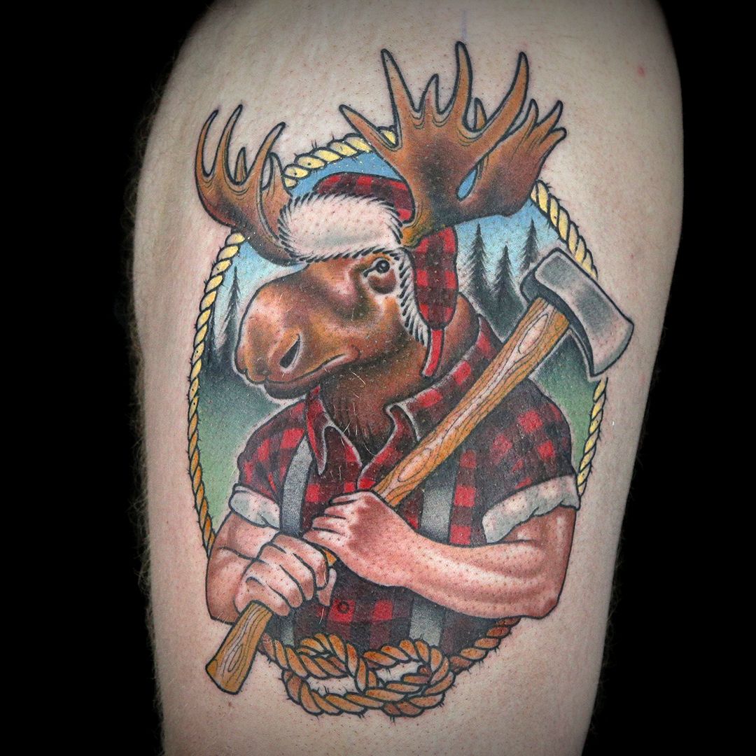 Lumberjack Moose Tattoo By Creepy Jason Moose Tattoo Ink Master