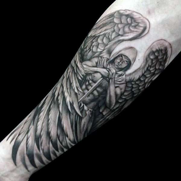 5 Stunning Male Forearm Guardian Angel Tattoo Designs