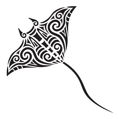 Manta Or Sting Ray Tattoo Tribal Stylised Maori Koru Design Ideal For