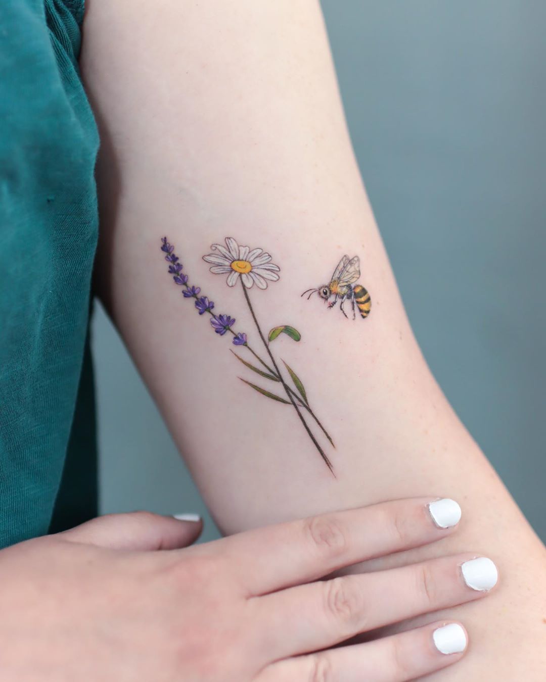 March And April Birth Flower Tattoo Design With Name Daugter Son