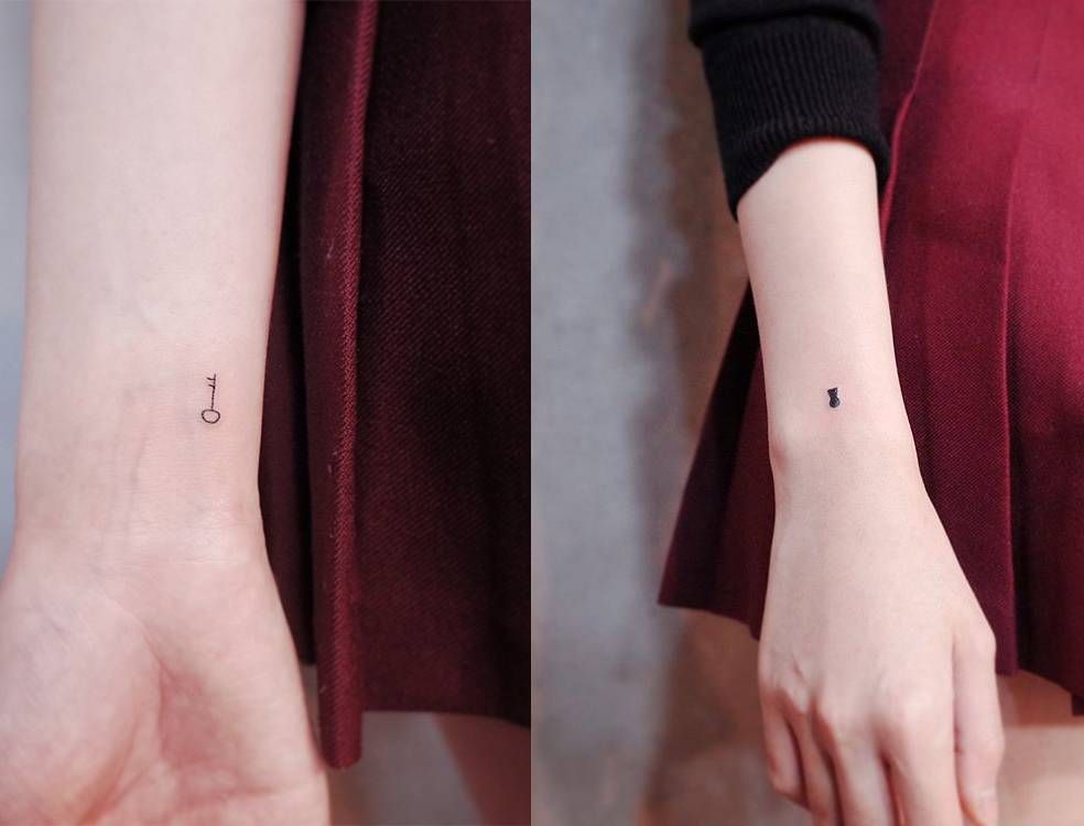 Matching Key And Keyhole Tattoo On The Wrist