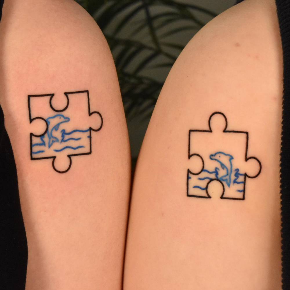 Matching Puzzle Pieces Tattooed For Best Friends