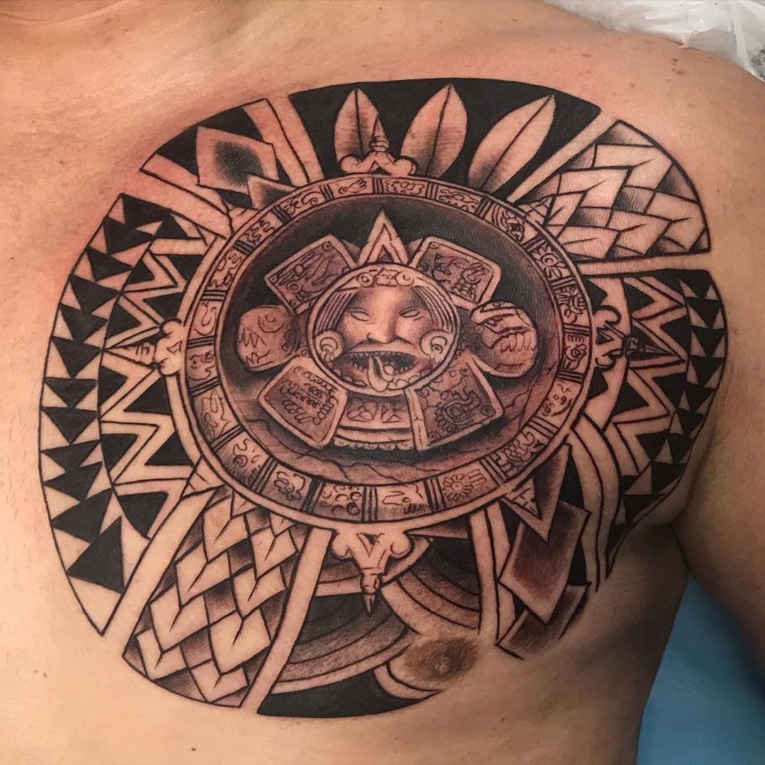 Mayan Tattoos Aztec Tattoos Inca Tattoo Sun Tattoo Black Ink