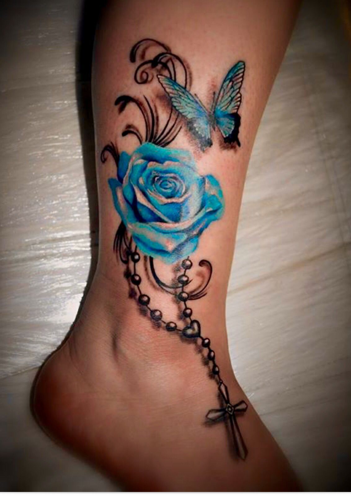 Med Tech Rose And Butterfly Tattoo Butterfly