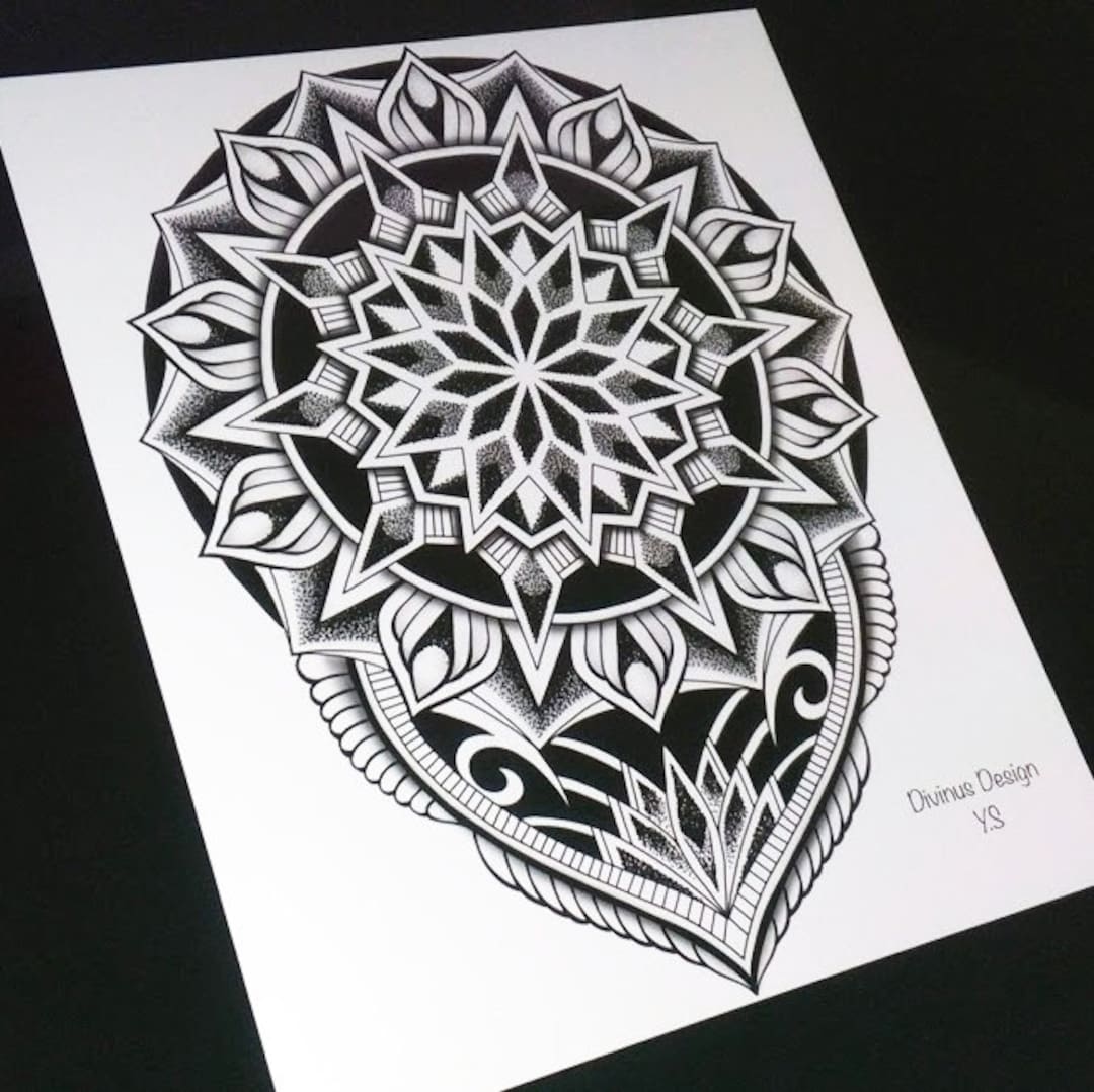 Men Shoulder Geometric Tribal Mandala Tattoo Design And Etsy Aztec