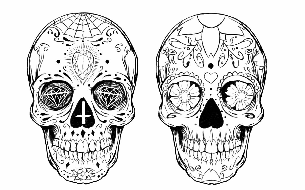 Mexican Sugar Skull Tattoo Design Royalty Free Vector Image