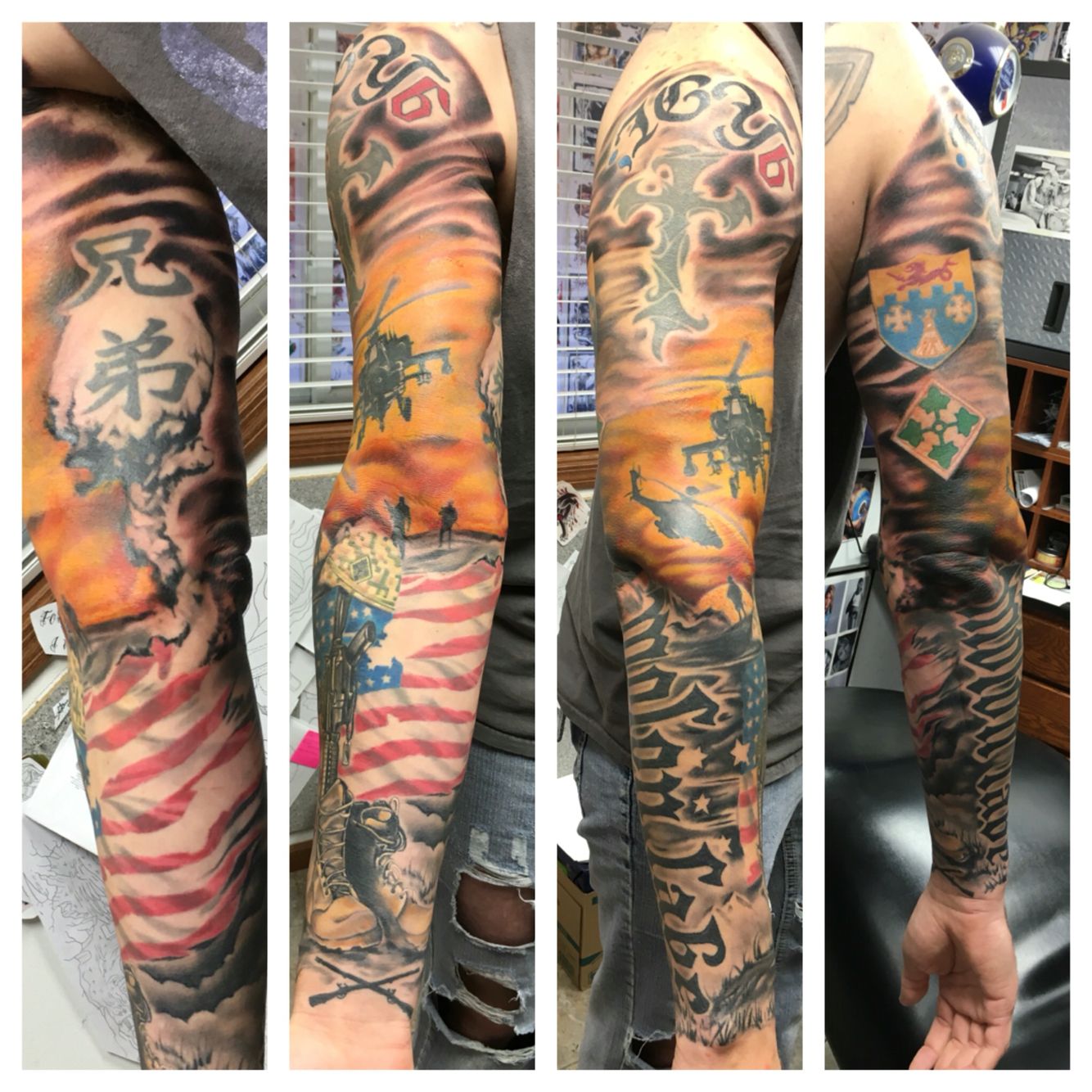 Military Themed Sleeve Tattoos