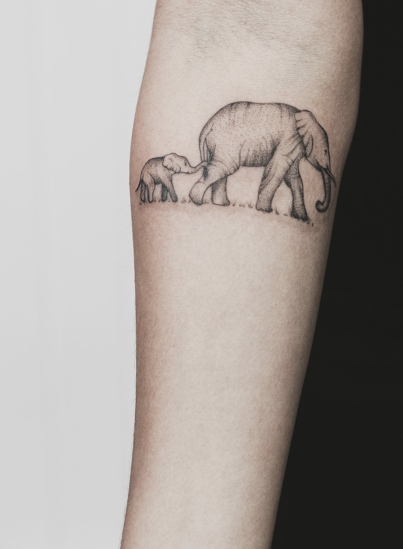 Mom And Baby Elephant Tattoo