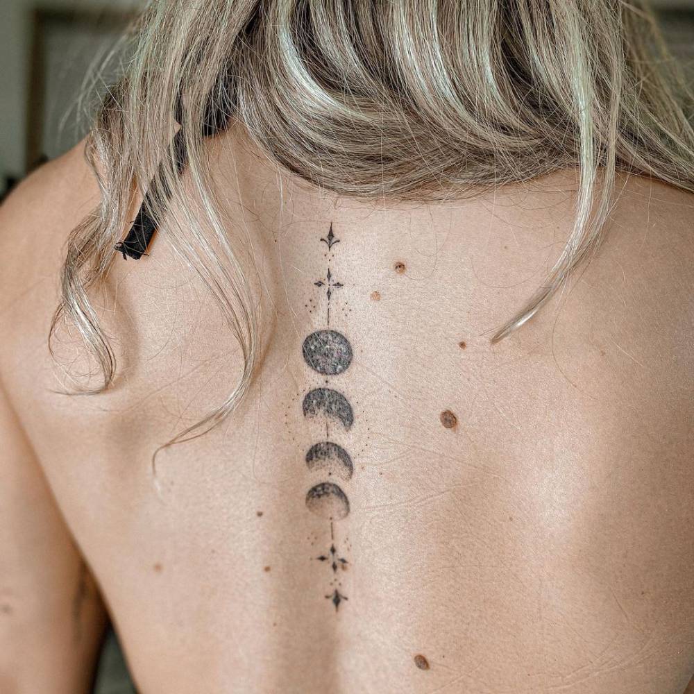 Moon Phases Spine Tattoo: Design Ideas and Meanings