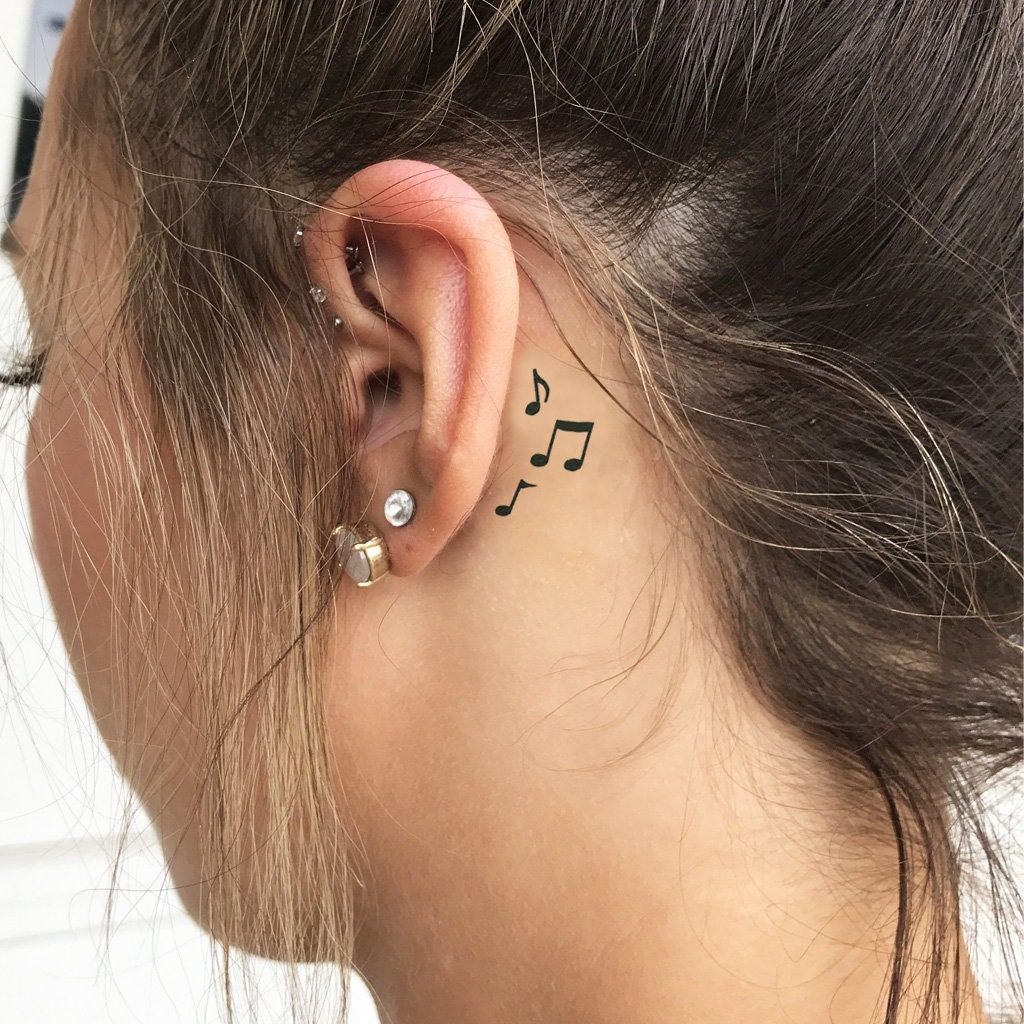 Music Notes Tattoos Behind The Ear