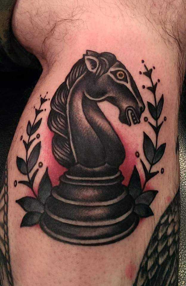 My Black Knight Chess Tattoo By Helen At Skullduggery Belfast Chess