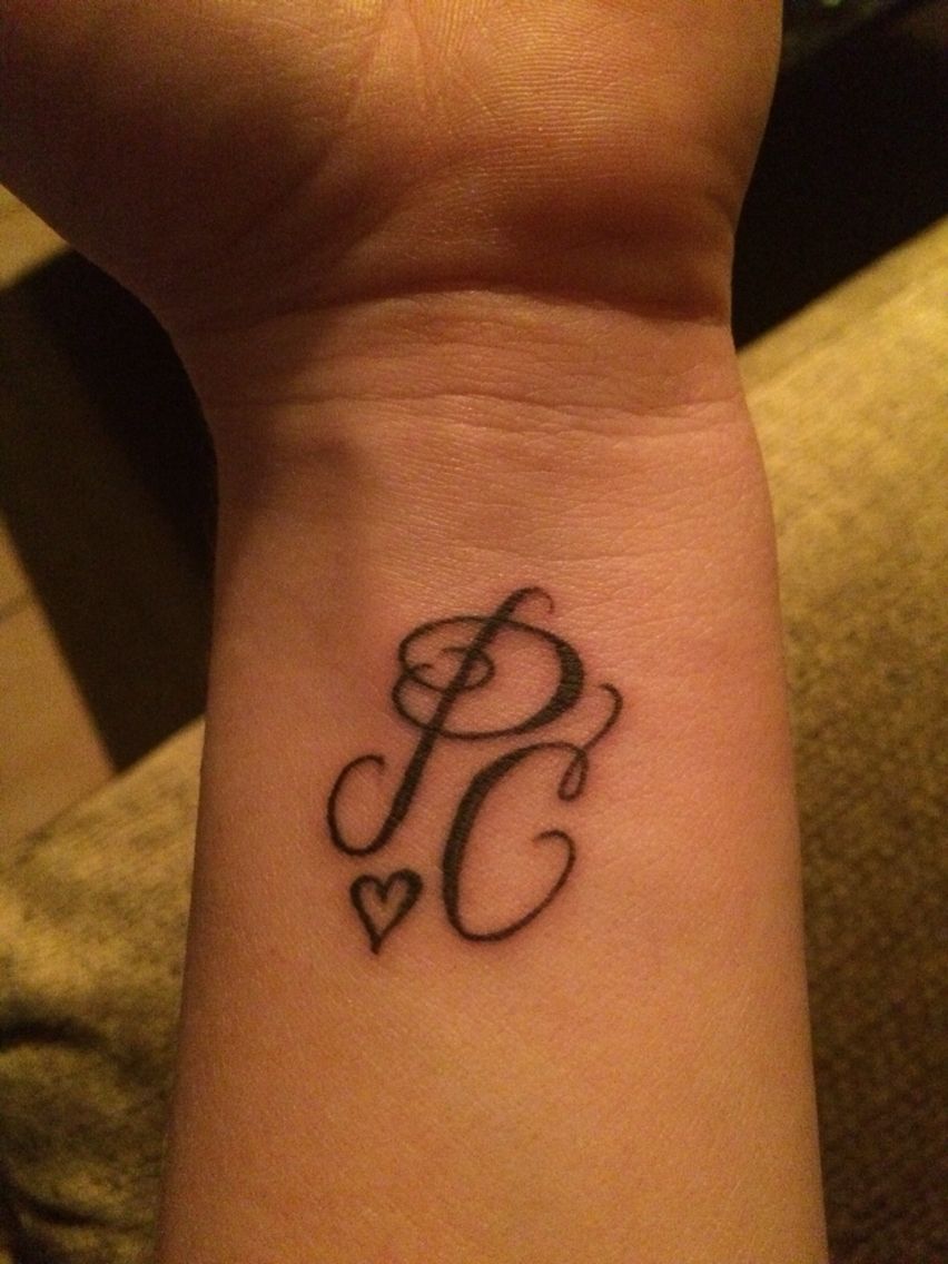 My Wrist Tattoo That I Designed A Heart With My Kids First Initials