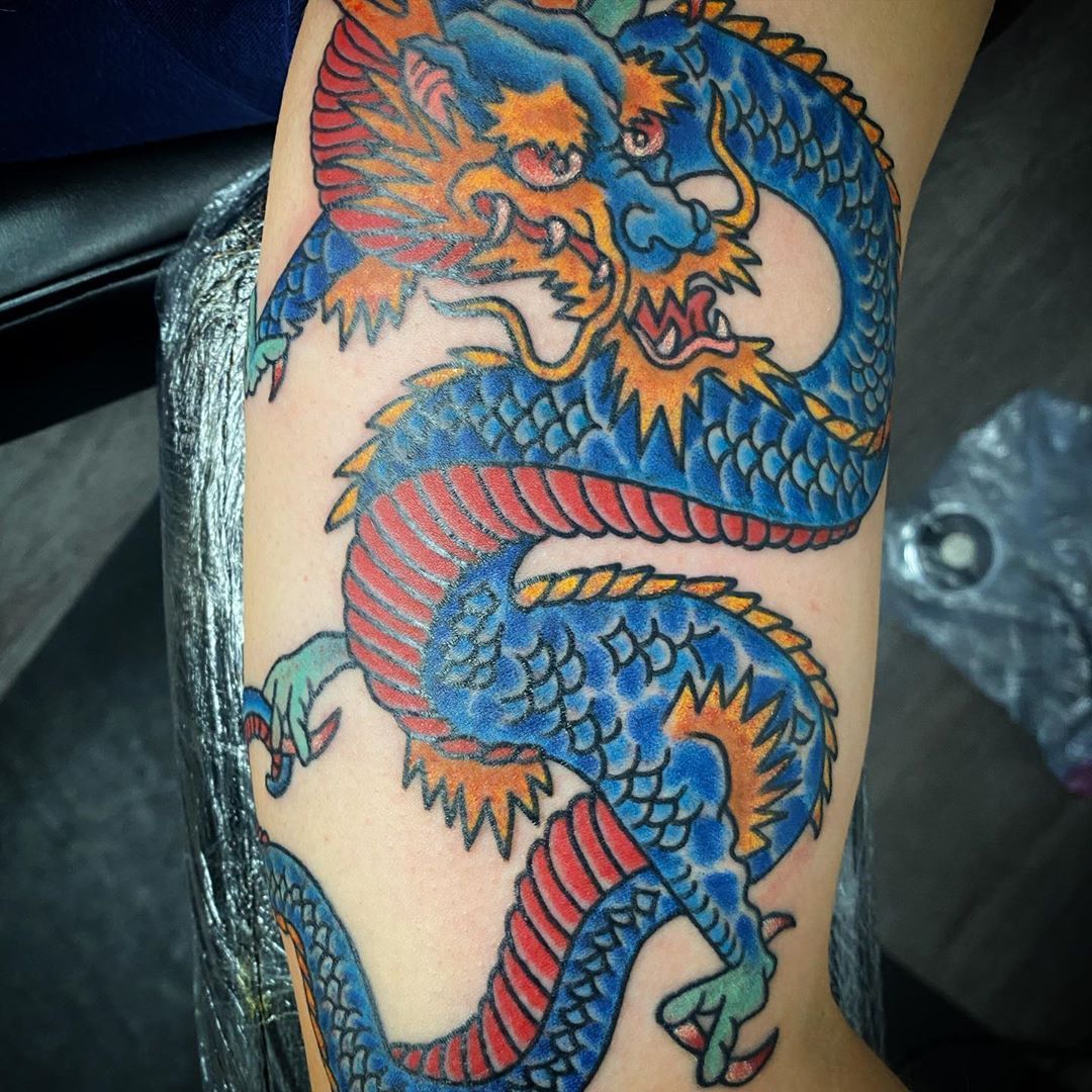 Neo Traditional Dragon Tattoo By Nathan At Holy Grail Tattoo Studio Www