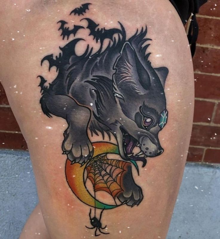 Neo Traditional Werewolf Werewolf Tattoo Spooky Tattoos Cool Tattoos