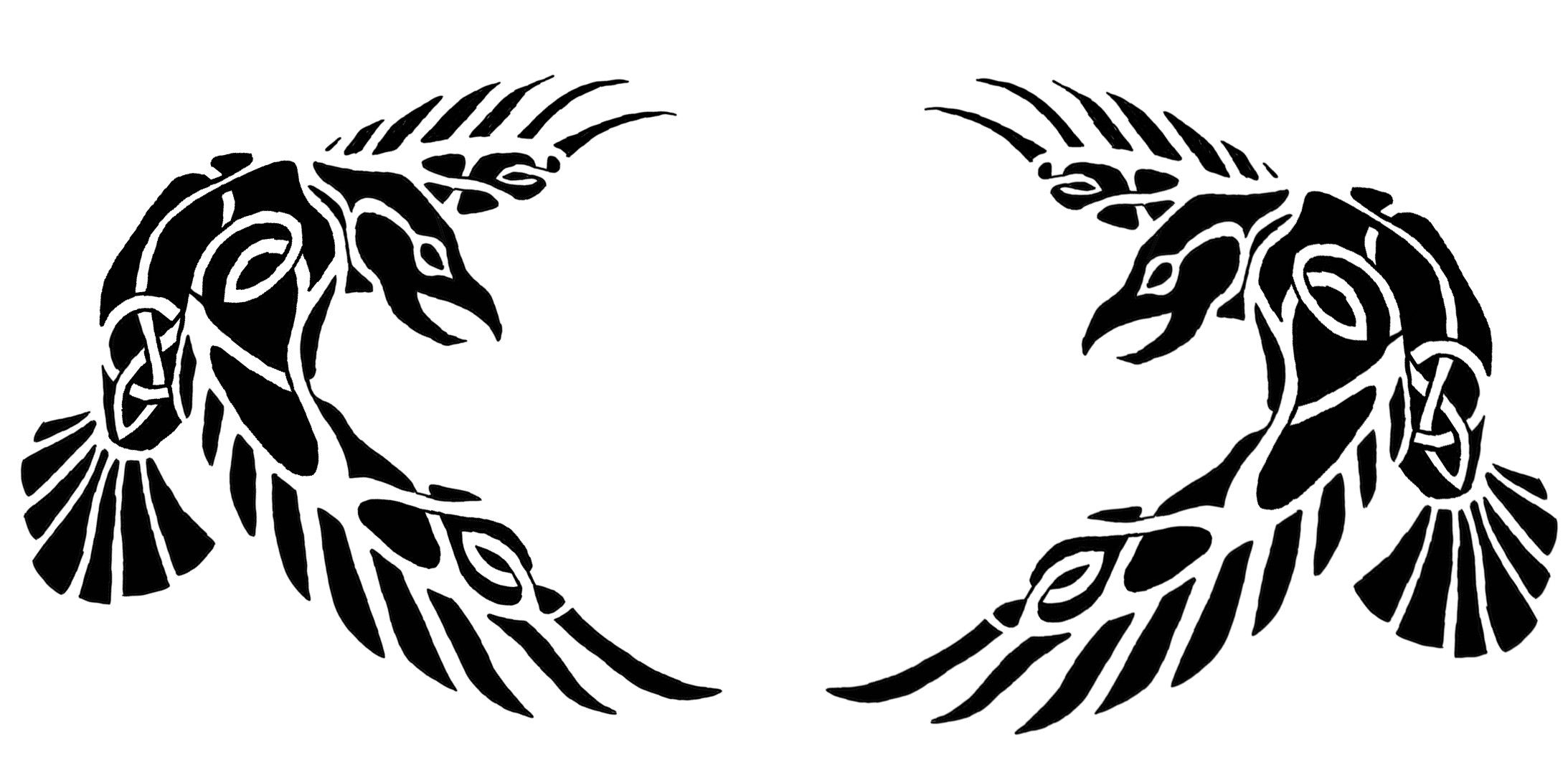 Nordic Raven Tattoo Stencil Flying Celtic Norse Raven Tattoo Design