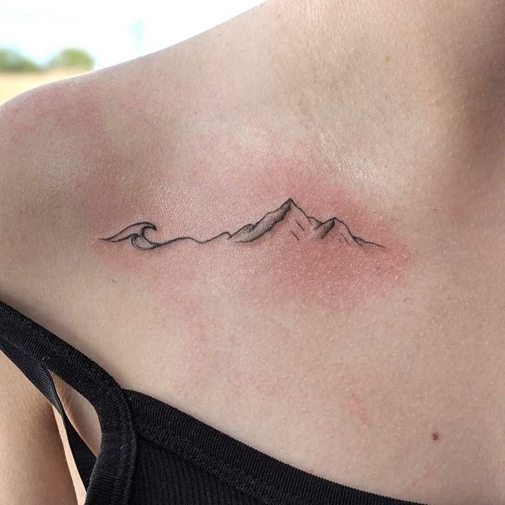 Ocean And Mountains Collar Bone Tattoo Basic Tattoos Tattoos