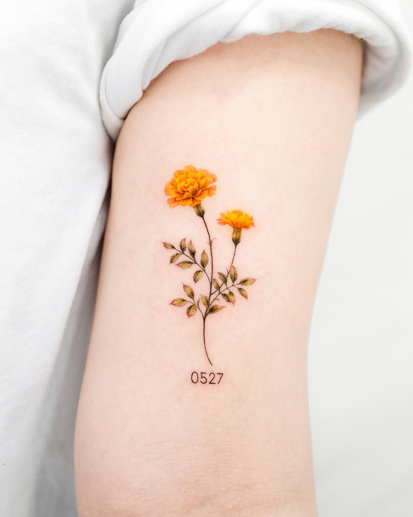 October Birth Flower Tattoos 2021080203 October Birth Flower Tattoos Marigold And Cosmos