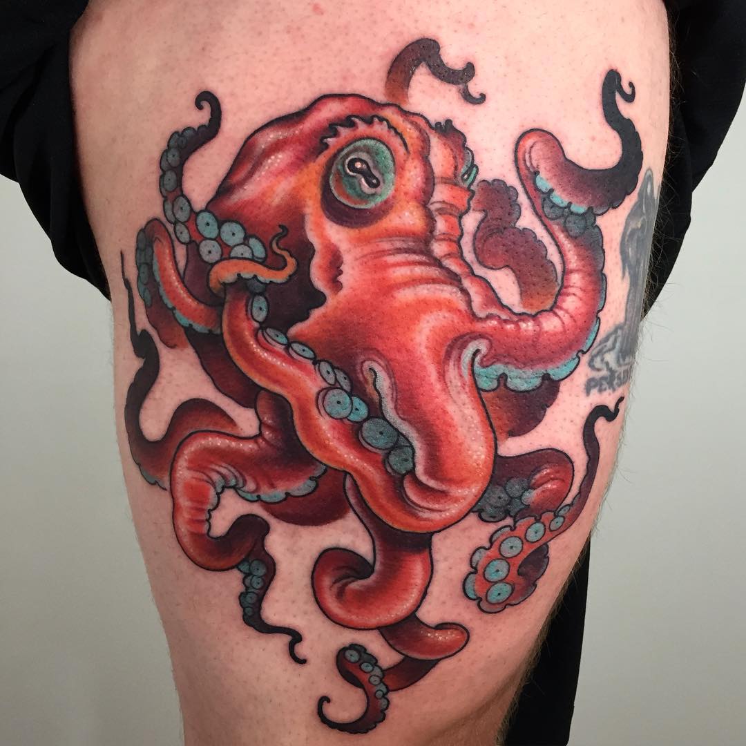 Octopus Thigh Tattoo