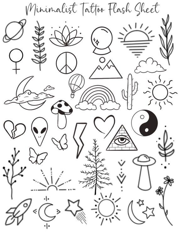 One Of My Flash Sheets Of Tiny Tattoos R Sticknpokes