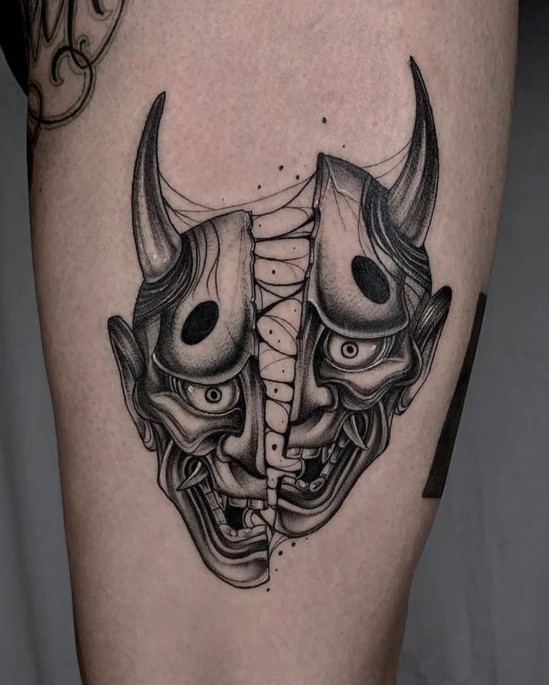 Oni Mask Tattoos Origins Meanings Tattoo Ideas