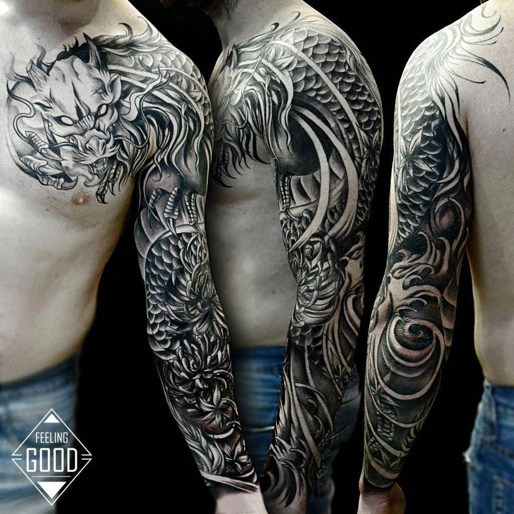 Oriental Grey Dragon Tattoo Male Full Sleeves Dragon Tattoo Arm Dragon Sleeve Tattoos Dragon