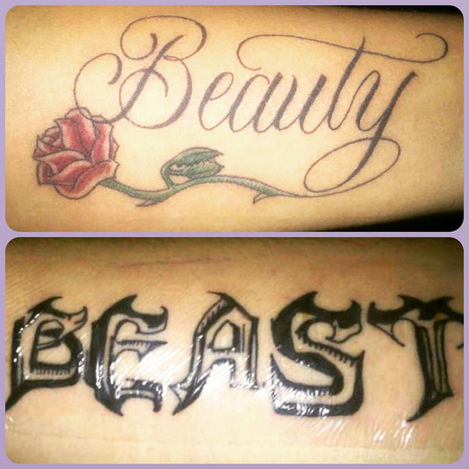 Our Beauty And The Beast Tattoos We Just Got Coupletattoos Beauty And The Beast Tattoo