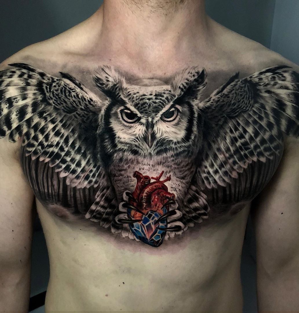 Owl Tattoo Designs The Body Is A Canvas Chest Tattoo Drawings Owl