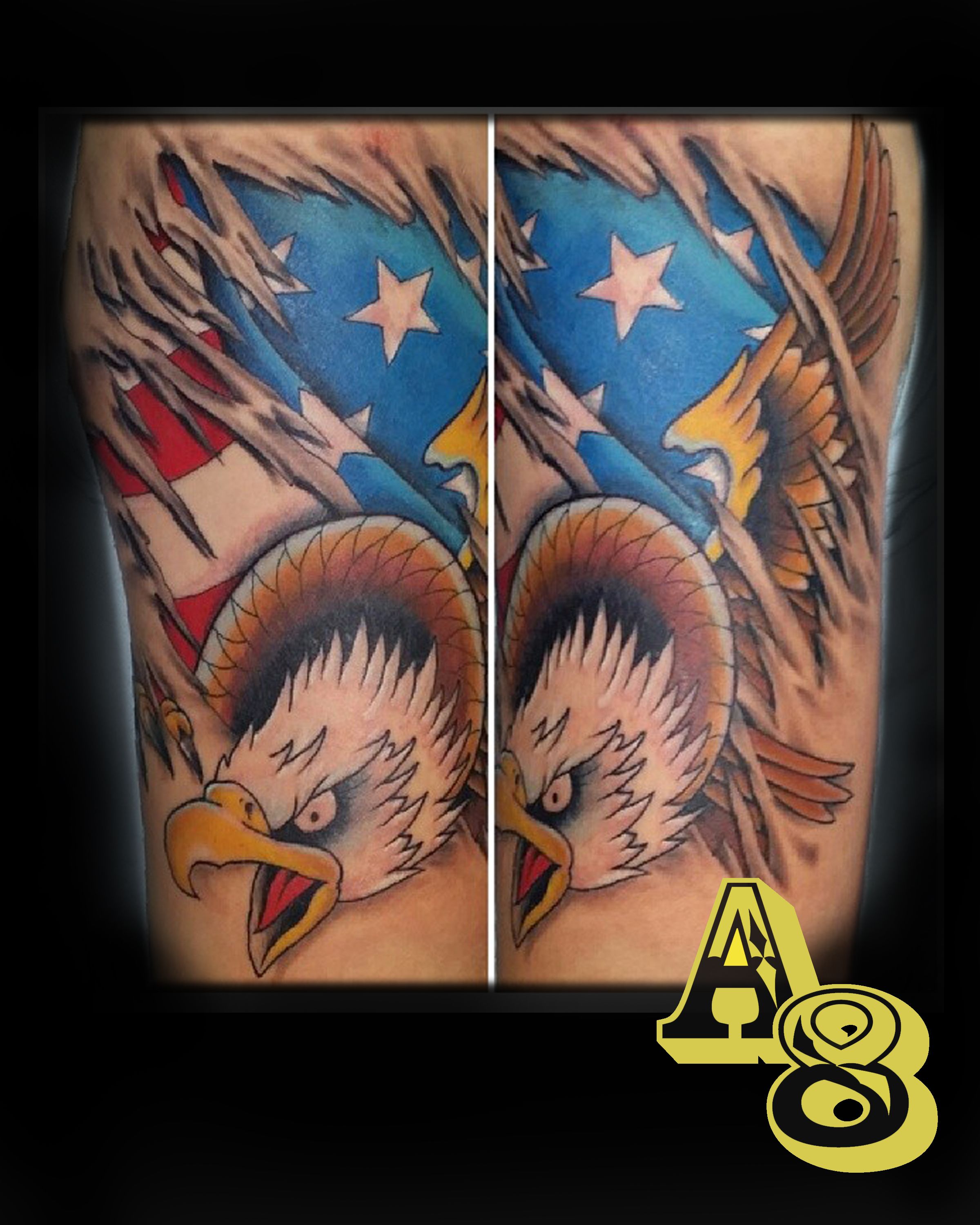 Patriotic Flag And Eagle Tattoo Done By Chad From Aces N Eights Tattoo