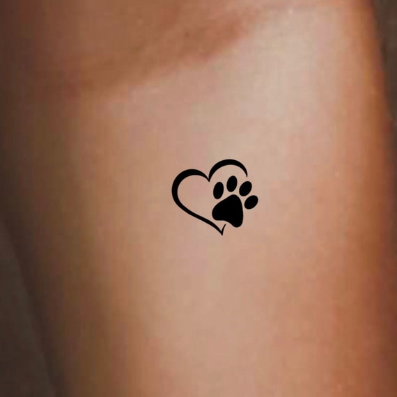 Paw Print Heart Temporary Tattoo