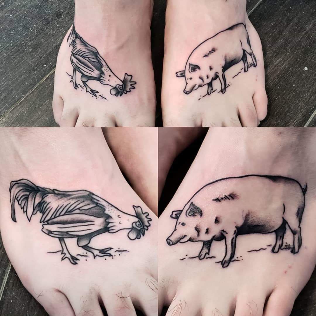 Pig And Rooster Tattoo By Jordan Rowsell Ink N Chill Grand Falls