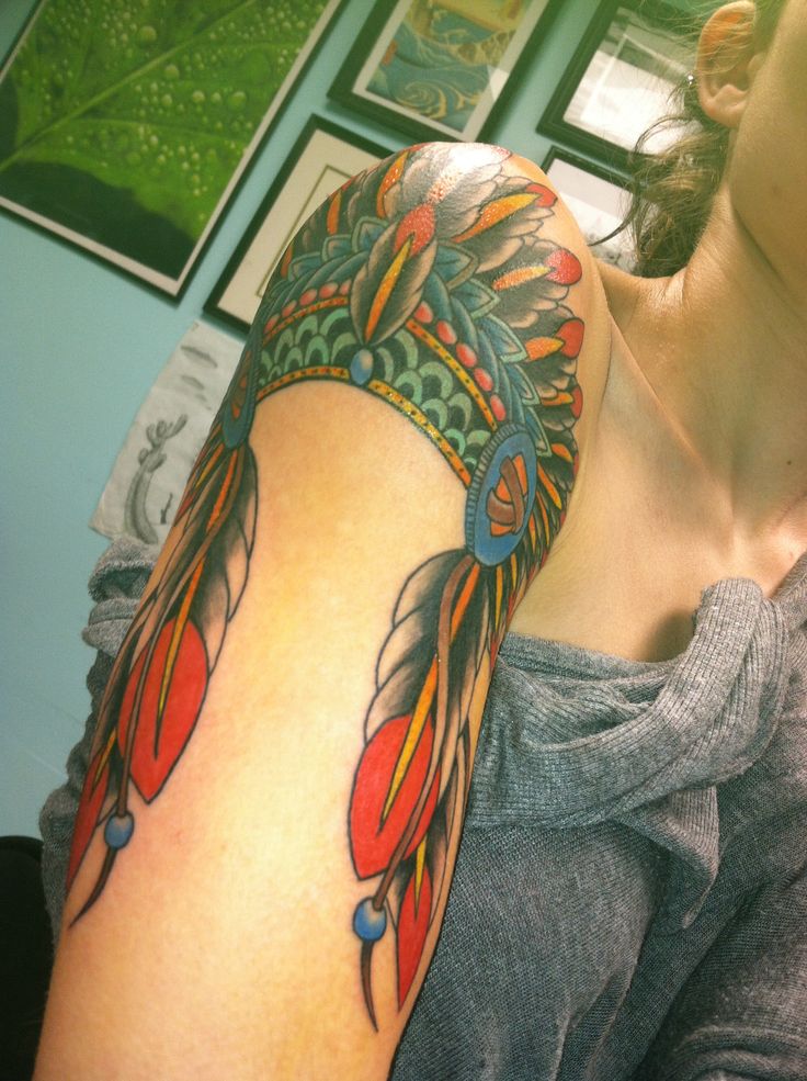 Pin By Kimbitch Boles On Kimbitch Indian Headdress Tattoo Headdress