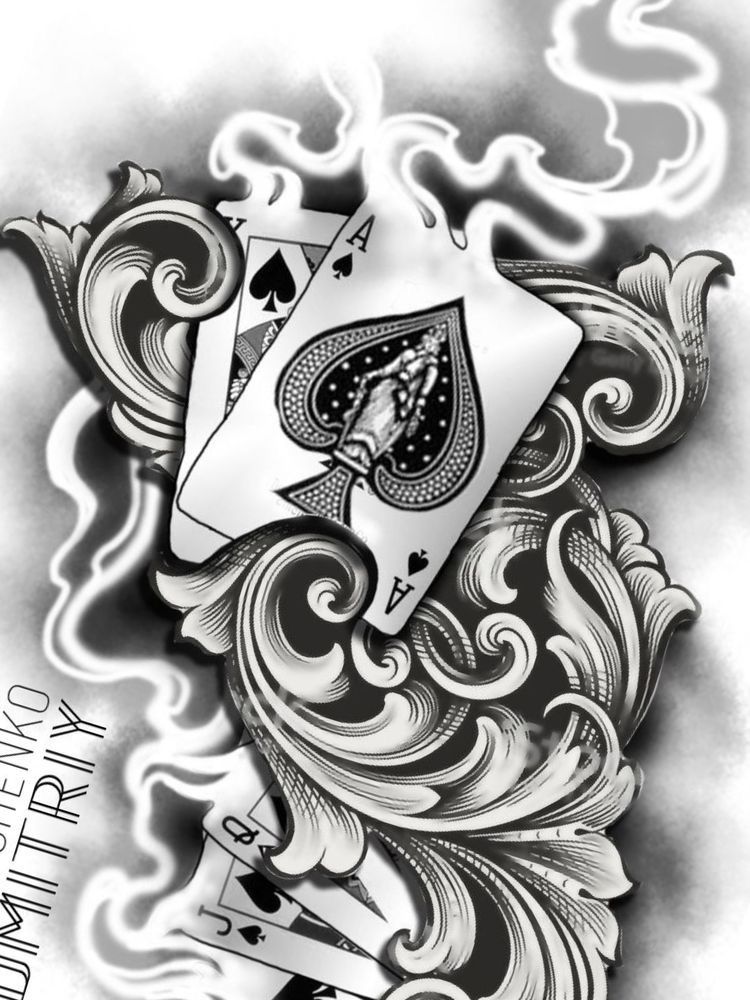 Pin By Vedat Do An On Tattoo Desing Filigree Tattoo Playing Card