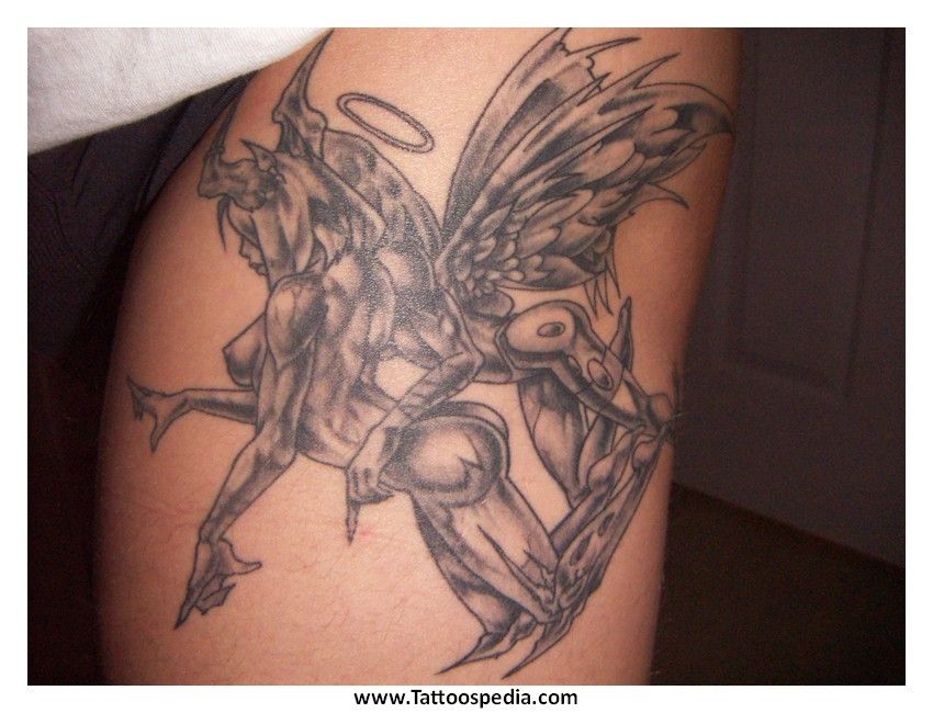 Pin On Angel Vs Devil Tattoos